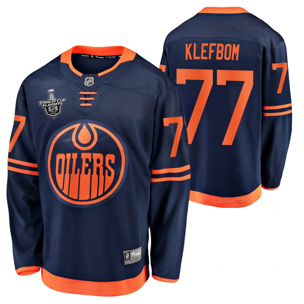 Oilers Oscar Klefbom Jersey 2020 Stanley Cup Playoffs Navy Alternate Men's