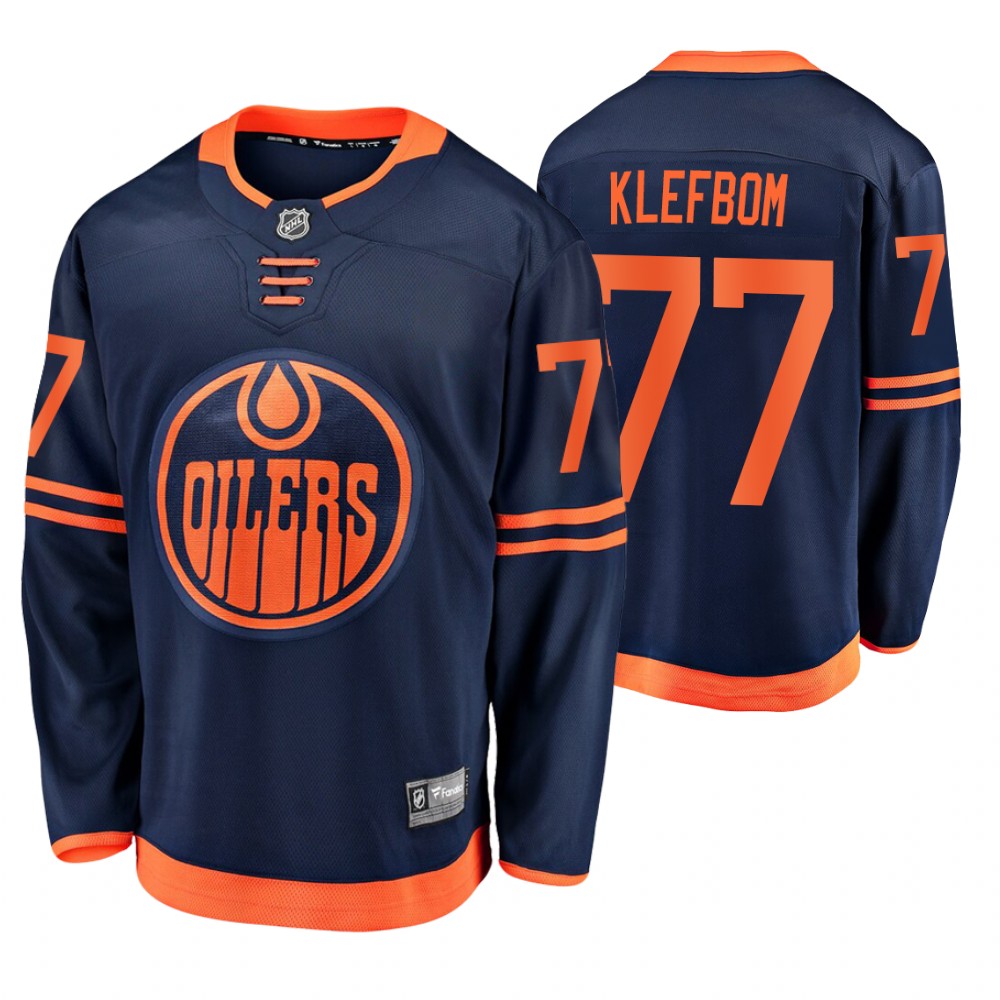 Oilers Oscar Klefbom Navy Alternate Premier Breakaway Men's Jersey