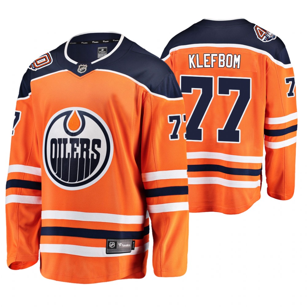 Oilers Oscar Klefbom Orange Breakaway Player 40th Anniversary Jersey