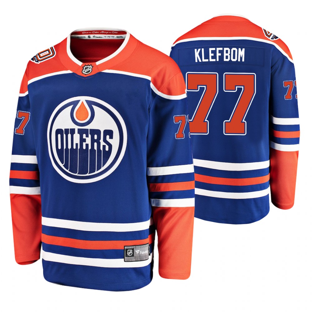 Oilers Oscar Klefbom Royal Alternate Player 40th Anniversary Jersey