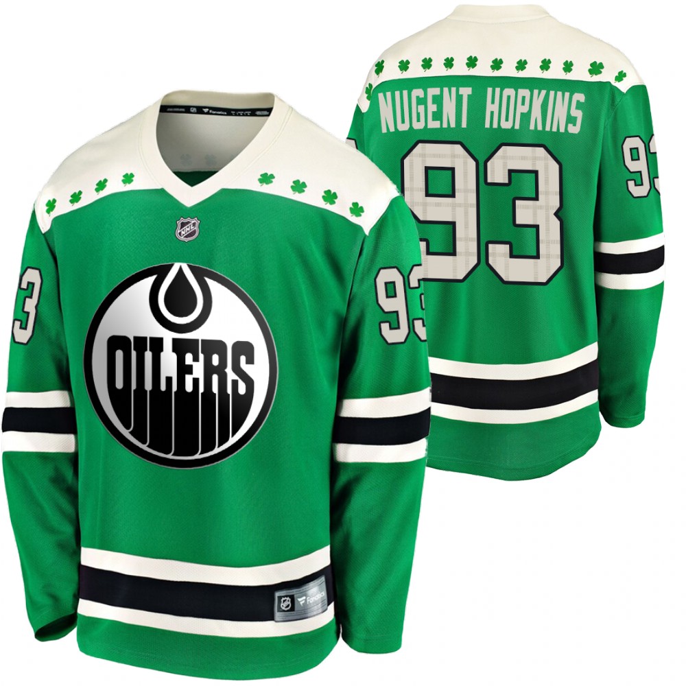 Oilers Ryan Nugent-Hopkins 2020 St. Patrick's Day Green #93 Breakaway Jersey