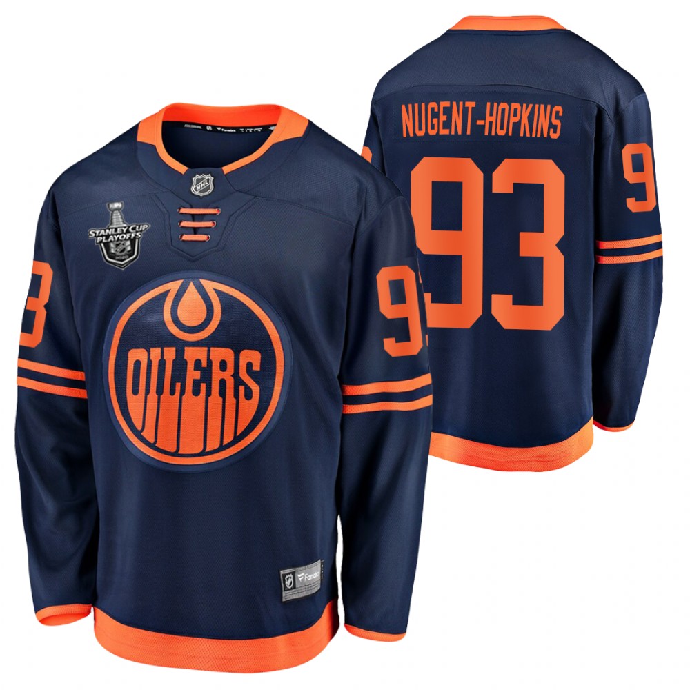 Oilers Ryan Nugent-Hopkins Jersey 2020 Stanley Cup Playoffs Navy Alternate Men's