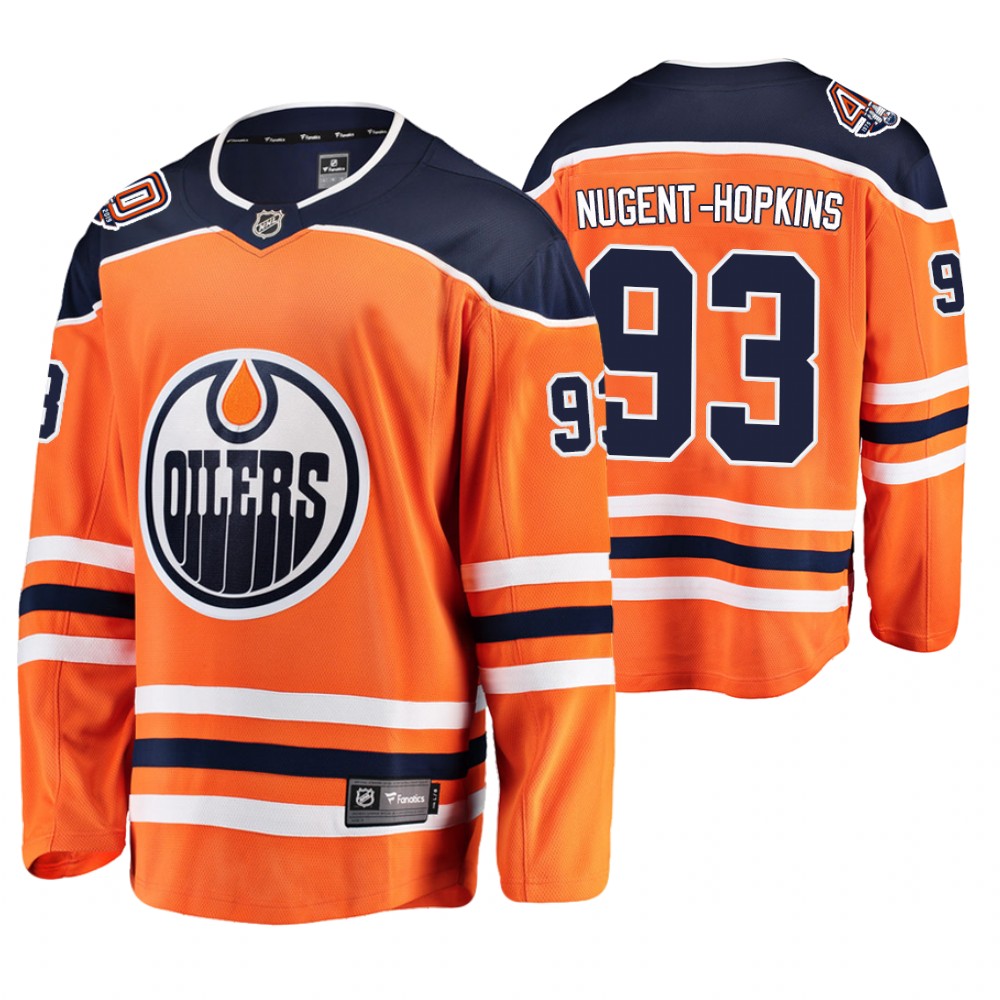 Oilers Ryan Nugent-Hopkins Orange Breakaway Player 40th Anniversary Jersey