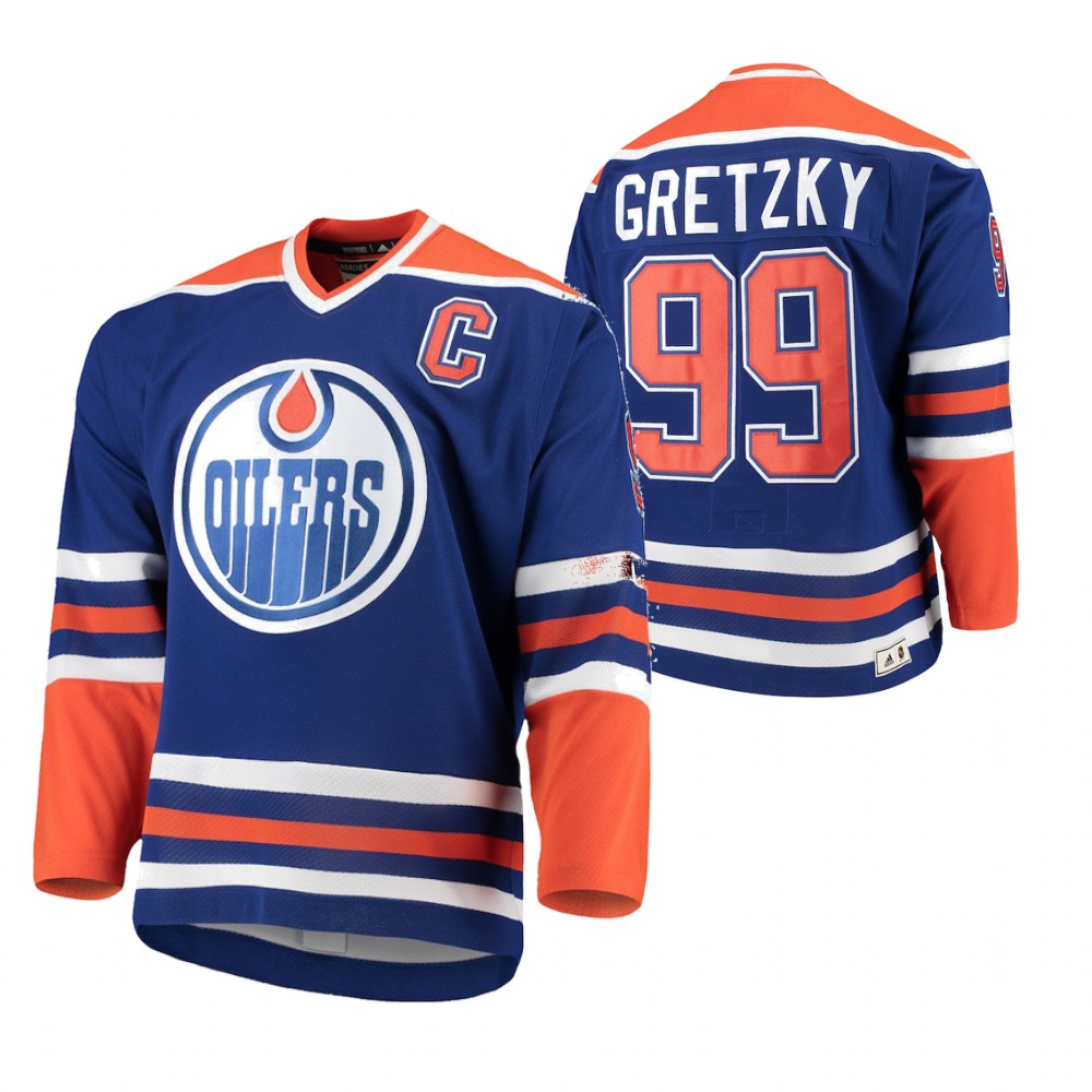 Oilers Wayne Gretzky Royal Heroes of Hockey Authentic Throwback Jersey