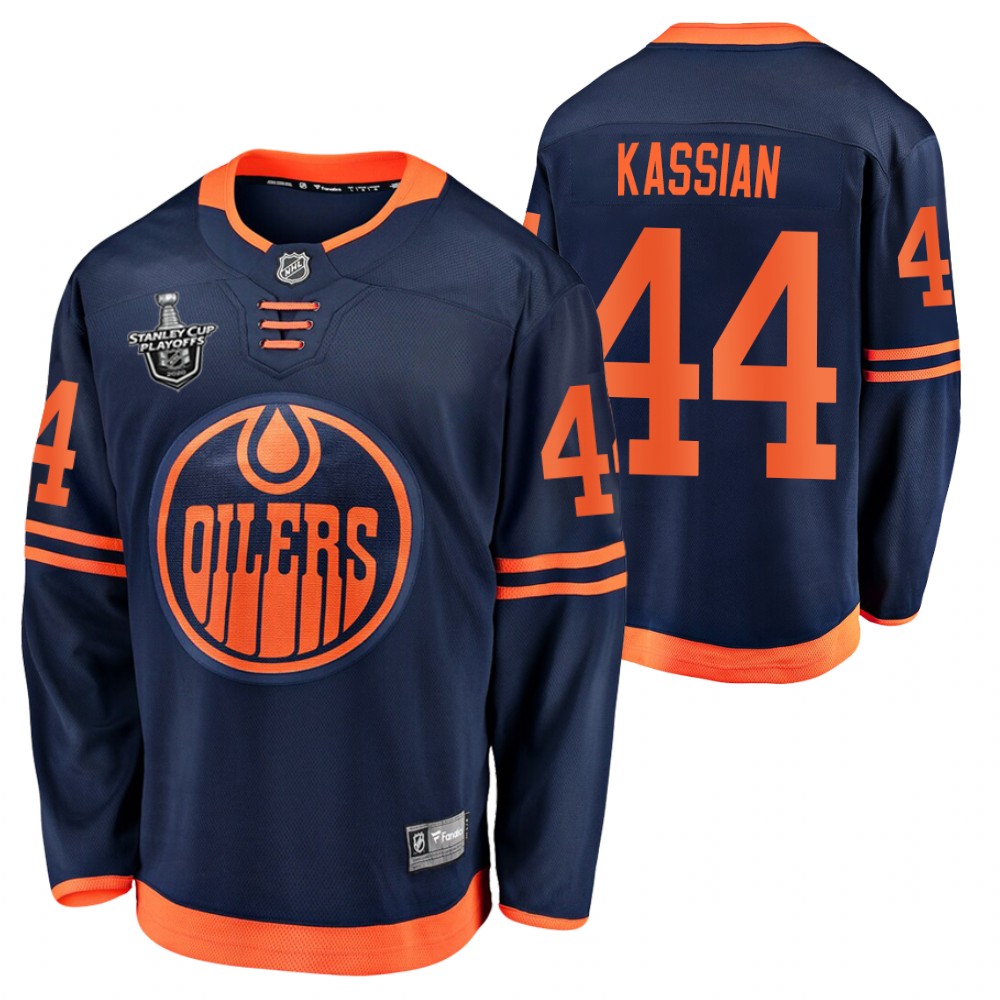 Oilers Zack Kassian Jersey 2020 Stanley Cup Playoffs Navy Alternate Men's