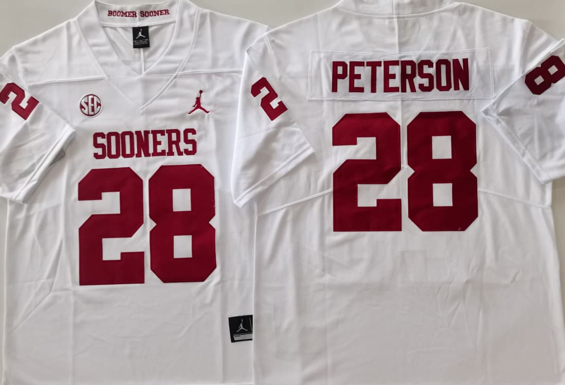 Oklahoma Sooners White #28 PETERSON