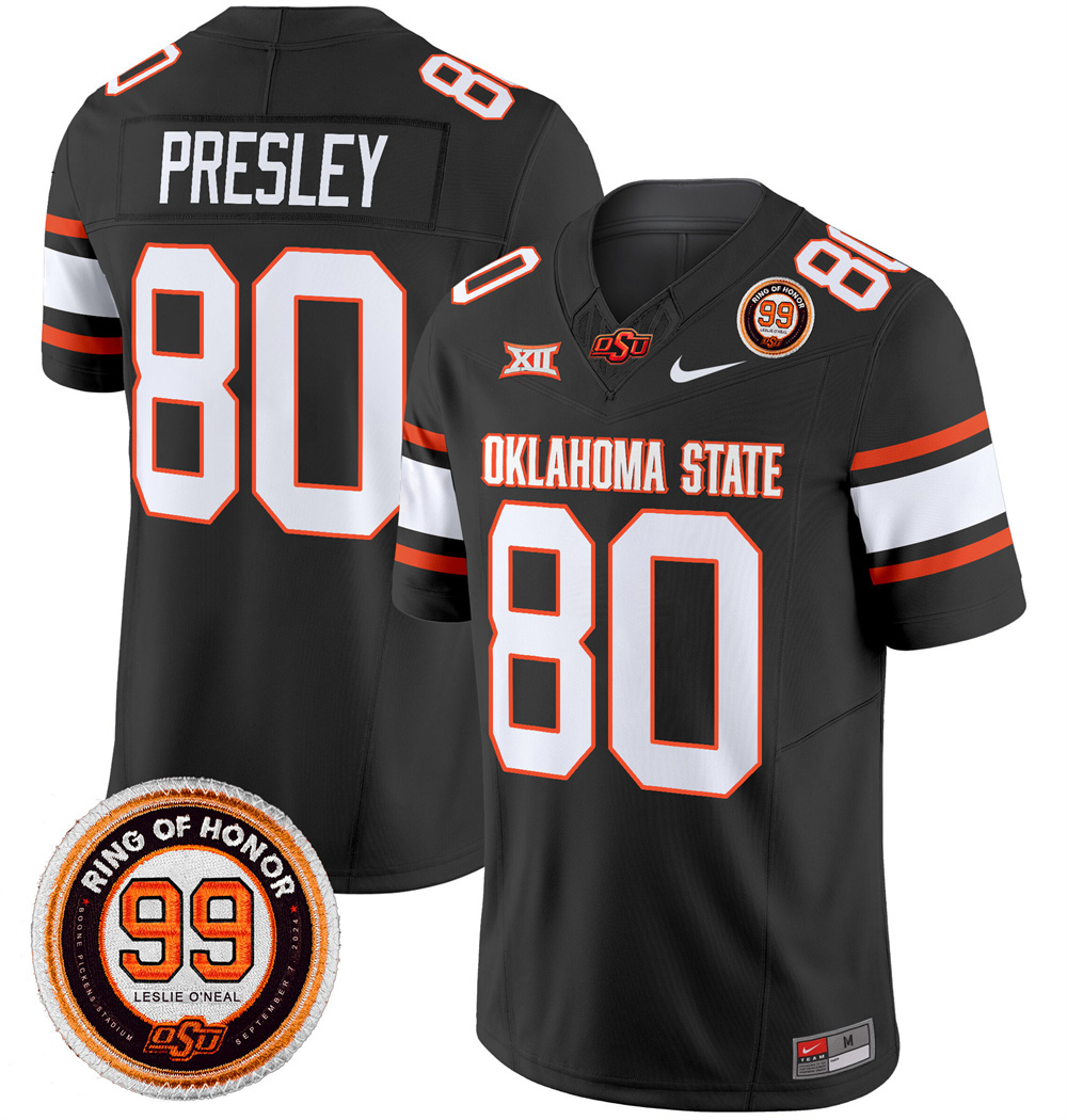 Oklahoma State Cowboys Leslie O'neal Patch Vapor Limited Football Jersey - All Stitched  BLACK