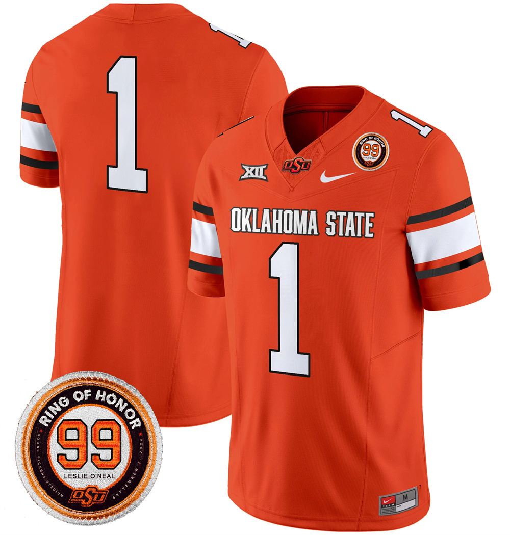 Oklahoma State Cowboys Leslie O'neal Patch Vapor Limited Football Jersey - All Stitched  ORANGE #1 TEAM