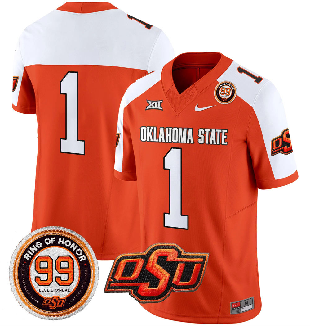 Oklahoma State Cowboys Leslie O'neal Patch Vapor Limited Football Jersey - All Stitched  ORANGE ALTERNATE #1 TEAM
