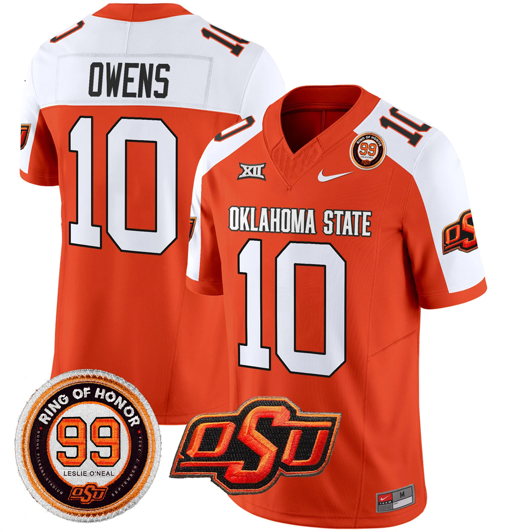 Oklahoma State Cowboys Leslie O'neal Patch Vapor Limited Football Jersey - All Stitched  ORANGE ALTERNATE #10 RASHOD OWENS