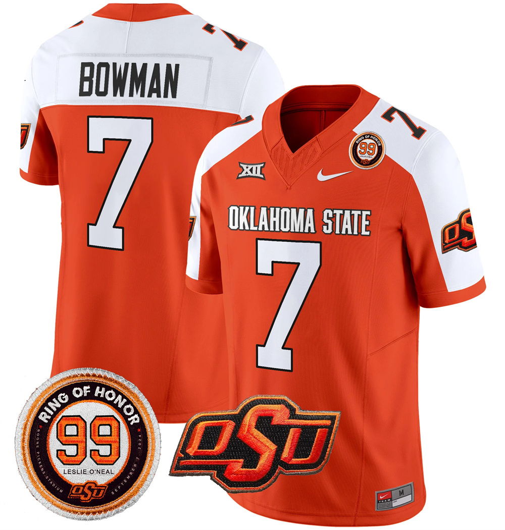 Oklahoma State Cowboys Leslie O'neal Patch Vapor Limited Football Jersey - All Stitched  ORANGE ALTERNATE