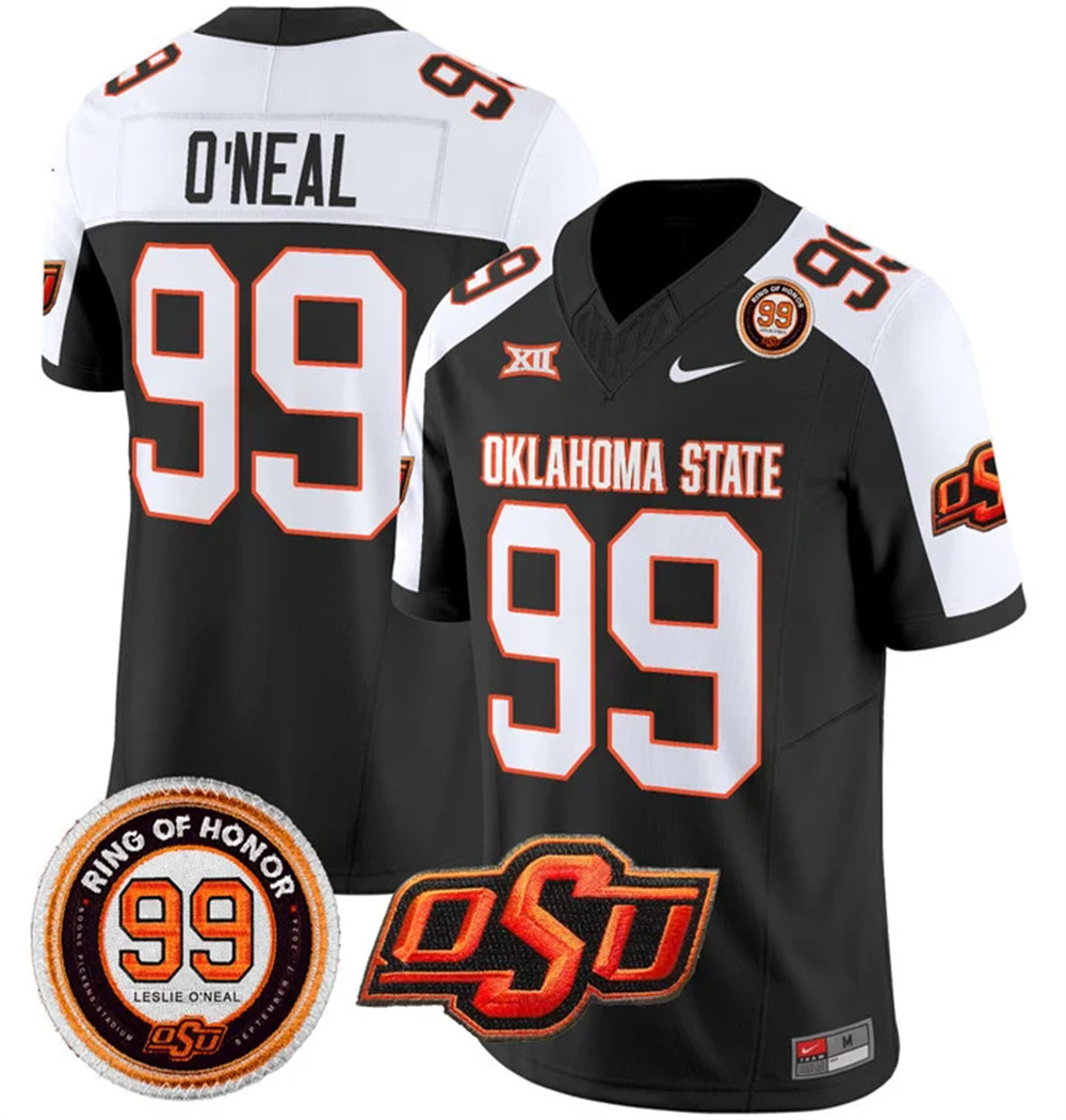 Oklahoma State Cowboys Leslie O'neal Patch Vapor Limited Football Jersey - All Stitched BLACK ALTERNATE #99 LESLIE O'NEAL