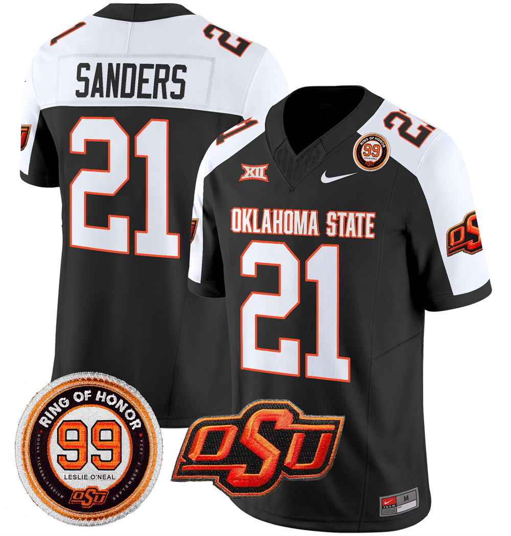 Oklahoma State Cowboys Leslie O'neal Patch Vapor Limited Football Jersey - All Stitched BLACK ALTERNATE