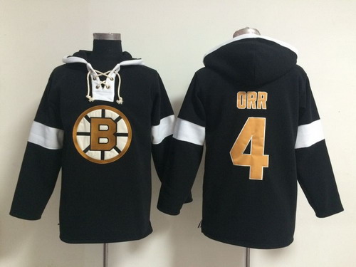 Old Time Hockey Boston Bruins #4 Bobby Orr Pullover Hoody -2014 Black Stitched