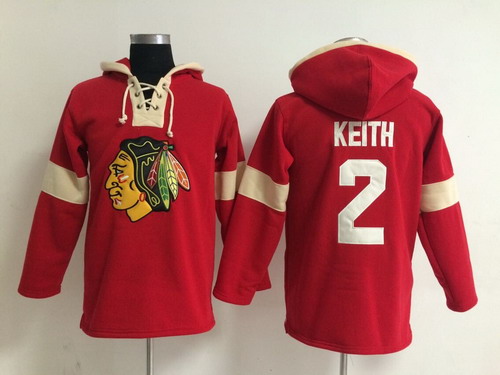 Old Time Hockey Chicago Blackhawks #2 Duncan Keith Pullover Hoody -2014 Red Stitched