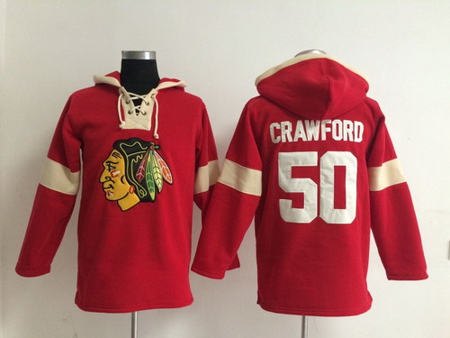 Old Time Hockey Chicago Blackhawks #50 Corey Crawford Pullover Hoody -2014 Red Stitched