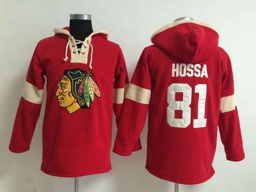 Old Time Hockey Chicago Blackhawks #81 Marian Hossa Pullover Hoody -2014 Red Stitched