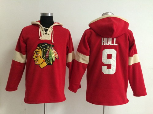 Old Time Hockey Chicago Blackhawks #9 Bobby Hull Pullover Hoody -2014 Red Stitched