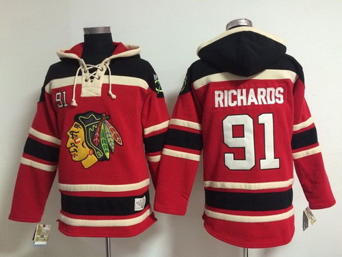 Old Time Hockey Chicago Blackhawks #91 Brad Richards Red Hoodie Stitched