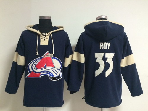 Old Time Hockey Colorado Avalanche #33 Patrick Roy Pullover Hoody -2014 Red Navy Blue Stitched
