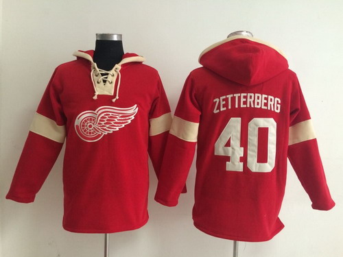 Old Time Hockey Detroit Red Wings #40 Henrik Zetterberg Pullover Hoody -2014 Red Stitched