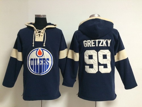 Old Time Hockey Edmonton Oilers #99 Wayne Gretzky Pullover Hoody -2014 Navy Blue Stitched