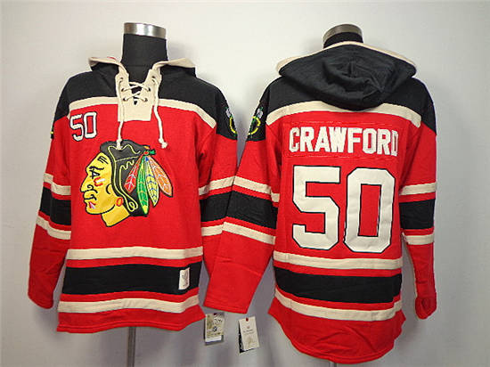 Old Time Hockey Hoodies Chicago Blackhawks #50 Corey Crawford Red Stitched