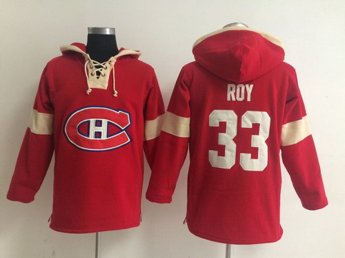 Old Time Hockey Montreal Canadiens #33 Patrick Roy Pullover Hoody -2014 Red Stitched