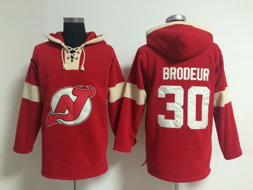 Old Time Hockey New Jersey Devils #30 Martin Brodeur Pullover Hoody -2014 Red Stitched