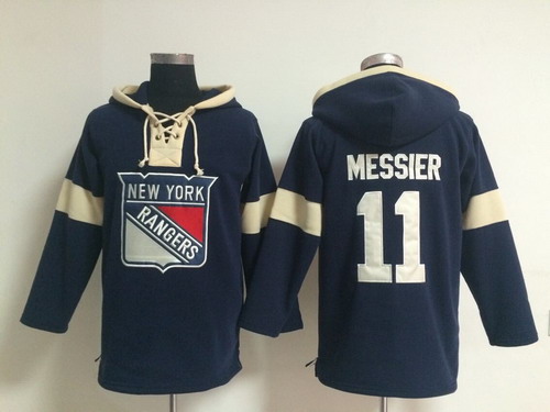Old Time Hockey New York Rangers #11 Mark Messier Pullover Hoody -2014 Red Navy Blue Stitched