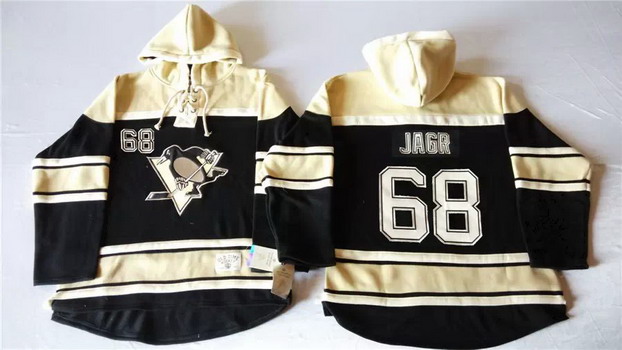 Old Time Hockey Pittsburgh Penguins #68 Jaromir Jagr Black Hoodie Stitched