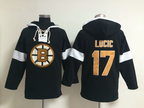 Old Time HockeyBoston Bruins #17 Milan Lucic Pullover Hoody -2014 Black Stitched