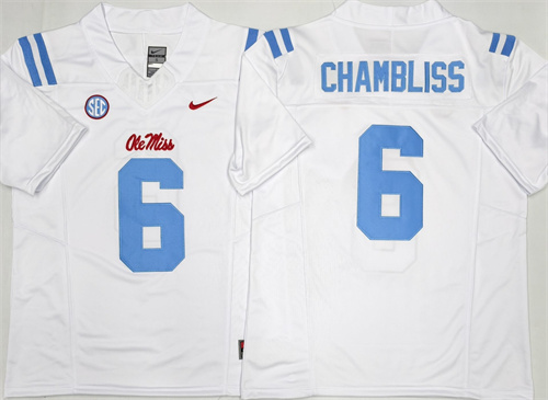 Ole Miss Rebels White #6 CHAMBLISS