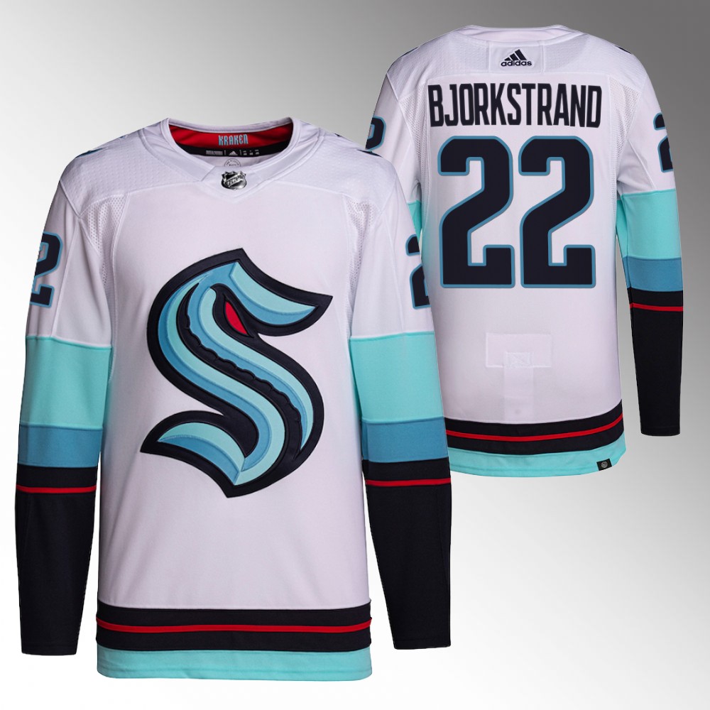 Oliver Bjorkstrand Seattle Kraken White Primegreen Authentic Away Jersey