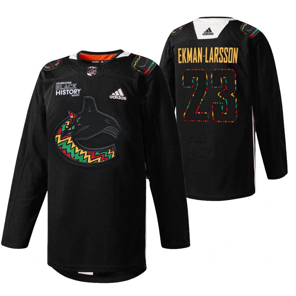 Oliver Ekman-Larsson Canucks Black History Month 2022 Jersey Black Kente-inspired