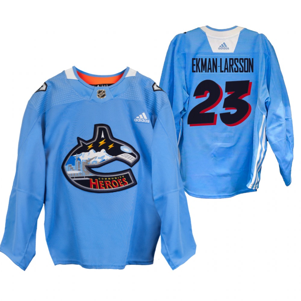 Oliver Ekman-Larsson Canucks Community Heroes Jersey Blue Warm Up