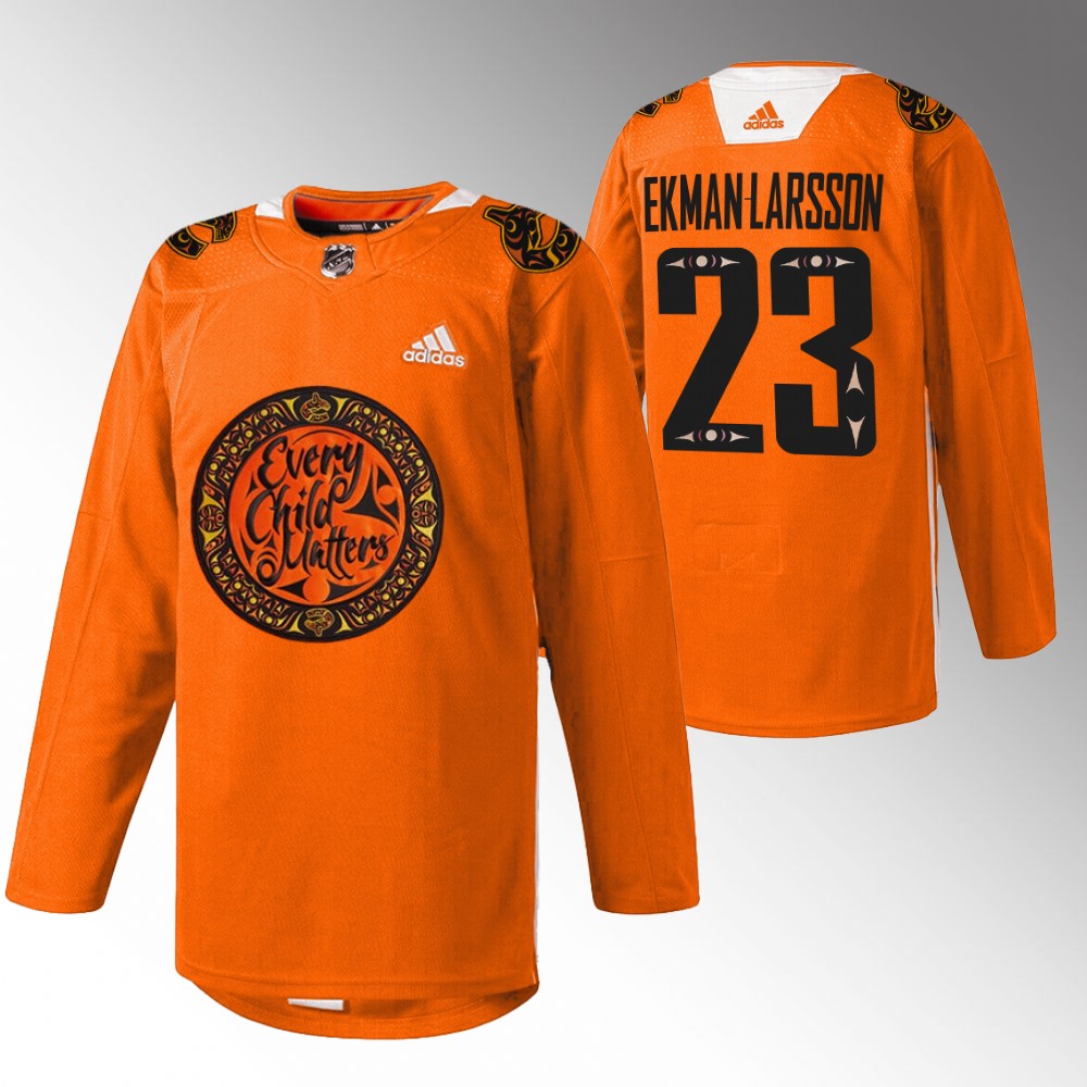 Oliver Ekman-Larsson Vancouver Canucks National Day for Truth and Reconciliation Orange 2022 Jersey Warmup