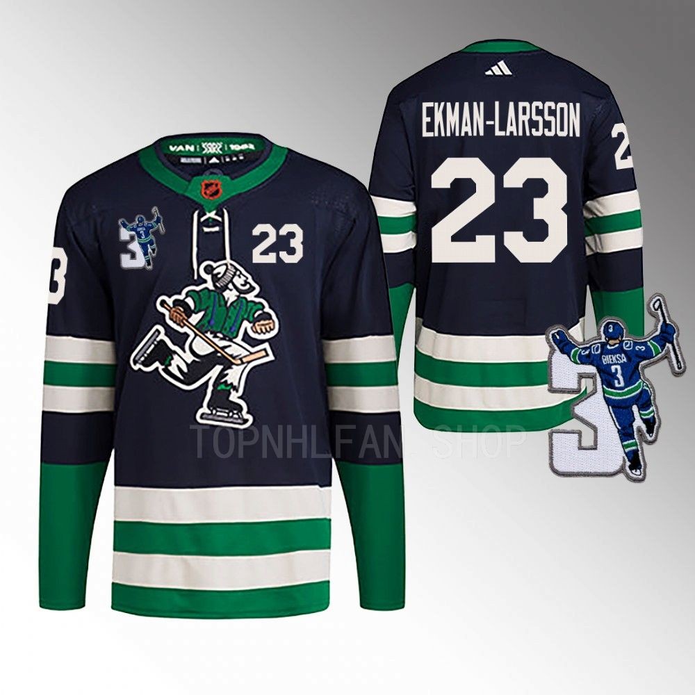 Oliver Ekman-Larsson Vancouver Canucks Navy Kevin Bieska patch Reverse Retro 2.0 Jersey