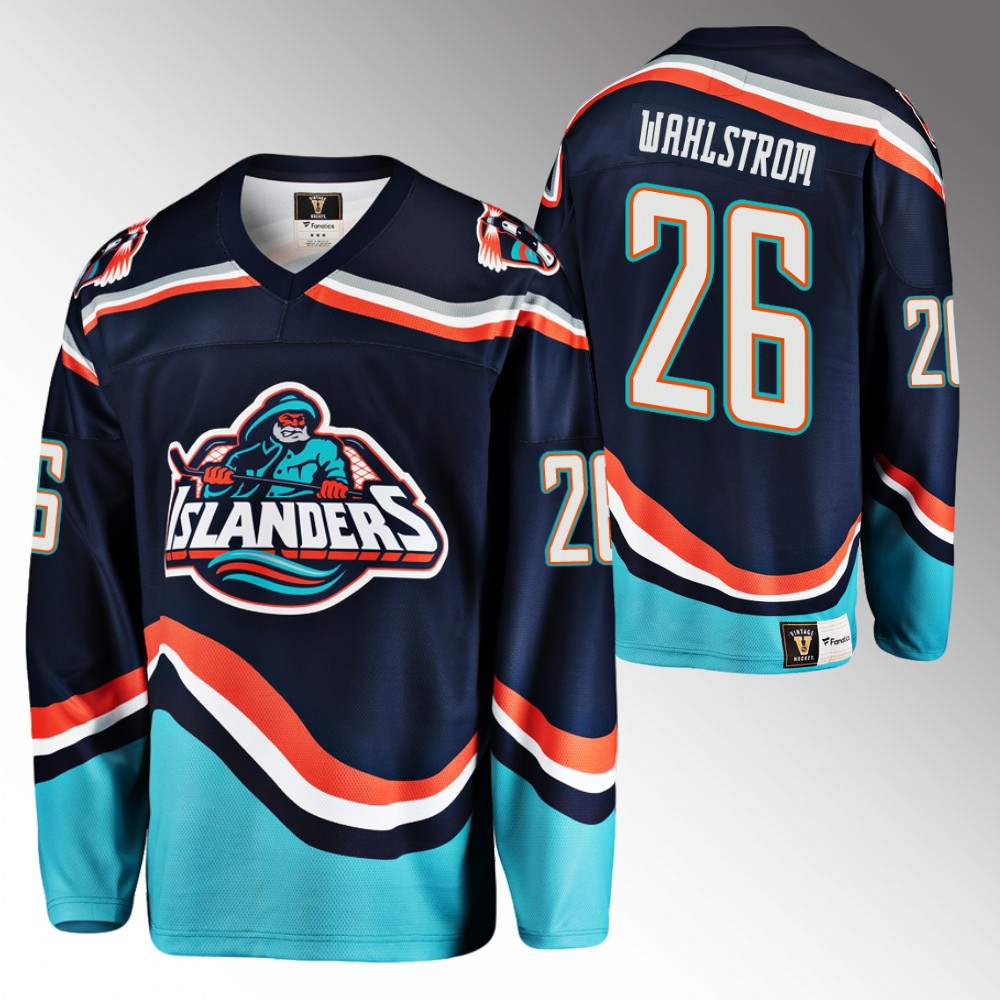 Oliver Wahlstrom 2022-23 New York Islanders Reverse Retro 2.0 Navy Jersey Replica