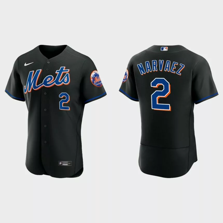 Omar Narvaez New York Mets Authentic Alternate Jersey – Black