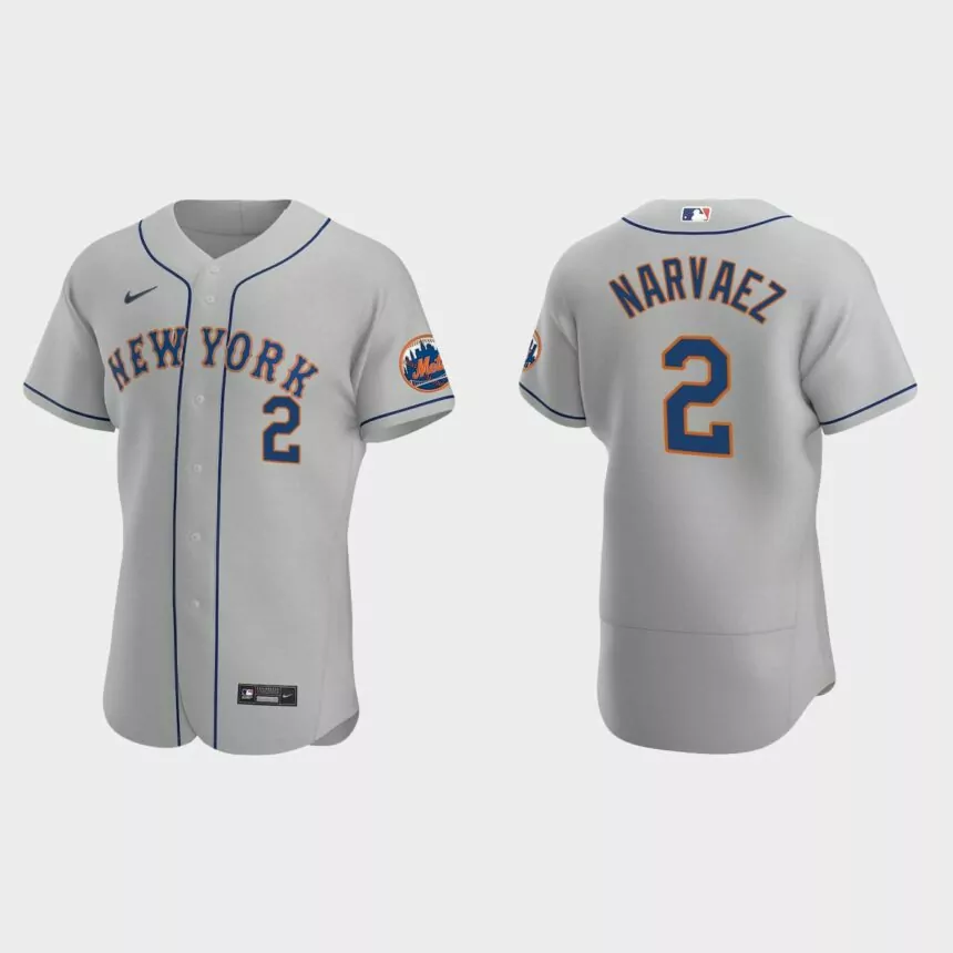 Omar Narvaez New York Mets Authentic Road Jersey – Gray