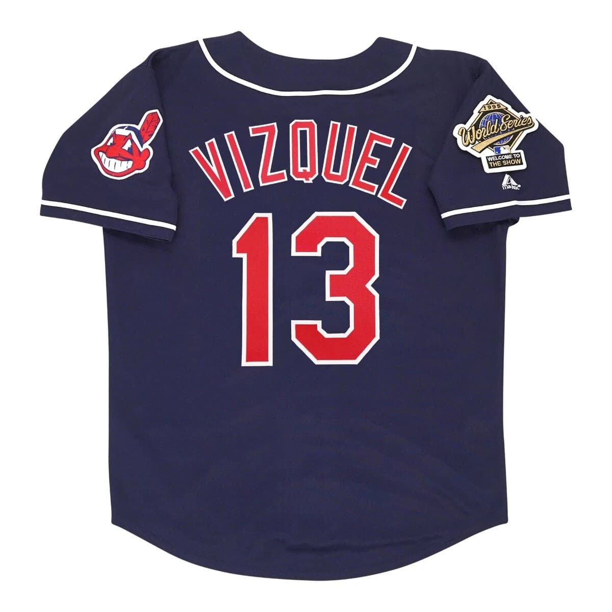 Omar Vizquel 1995 Cleveland Indians Alt Navy Blue World Series Men's Jersey