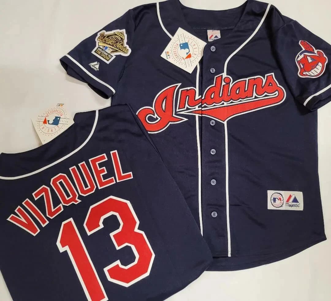 Omar Vizquel 1995 Cleveland Indians Home  World Series Men's Jersey