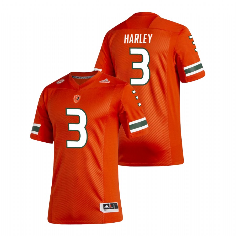 Orange Men's Miami Hurricanes Mike Harley New Football Uniforms Premier Jersey Men's Jersey Miami Hurricanes Mike Harley Orange New Football Uniforms Premier Jersey