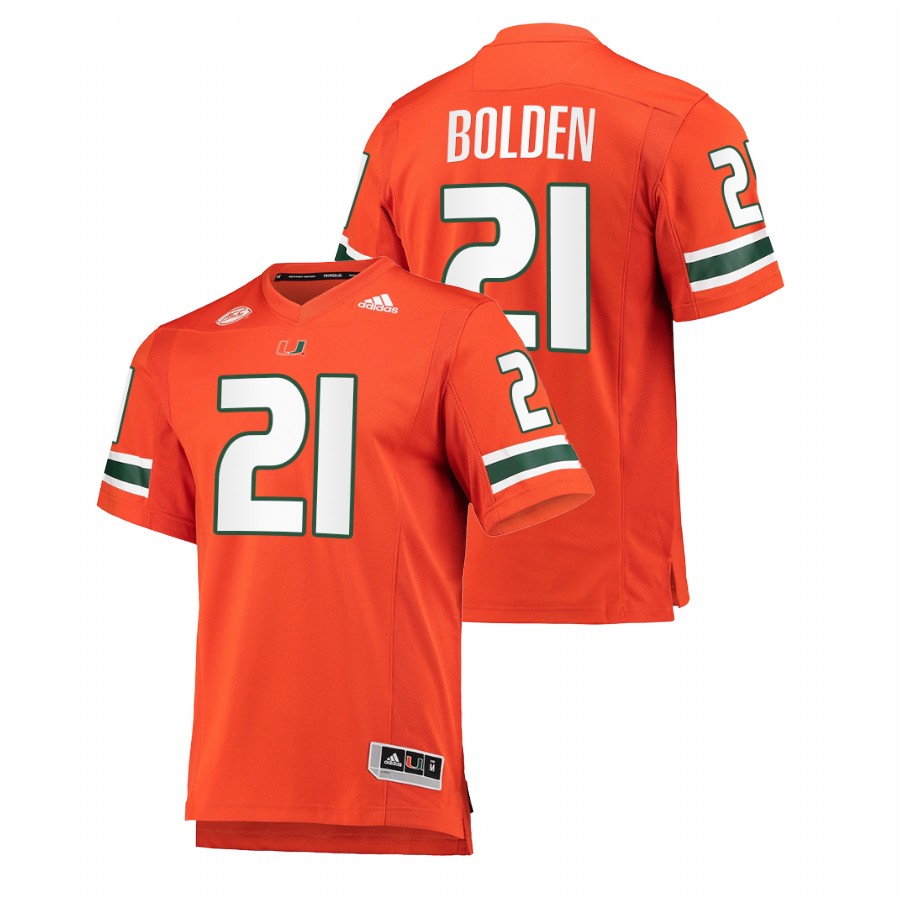 Orange Men Miami Hurricanes Bubba Bolden College Football Premier Jersey Men's Jersey Miami Hurricanes Bubba Bolden Orange College Football Premier Jersey
