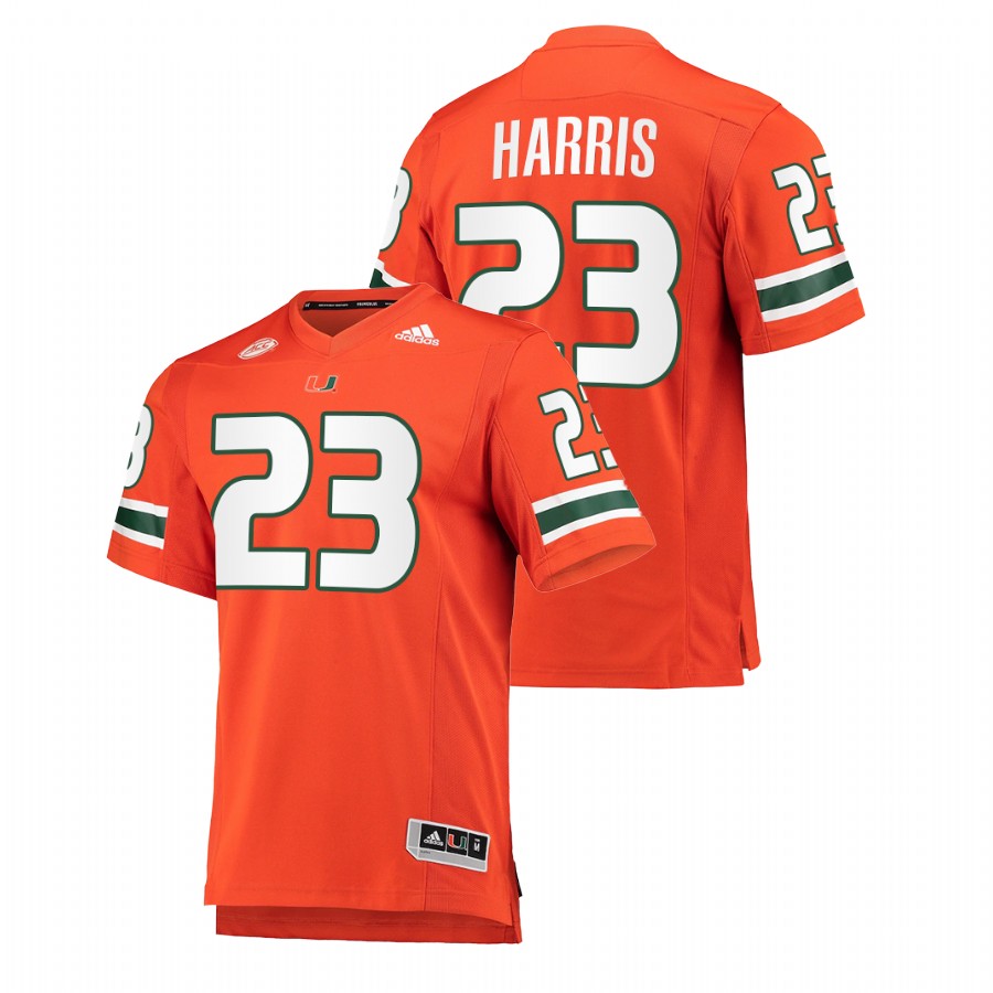 Orange Men Miami Hurricanes Cam'Ron Harris College Football Premier Jersey Men's Jersey Miami Hurricanes Cam'Ron Harris Orange College Football Premier Jersey
