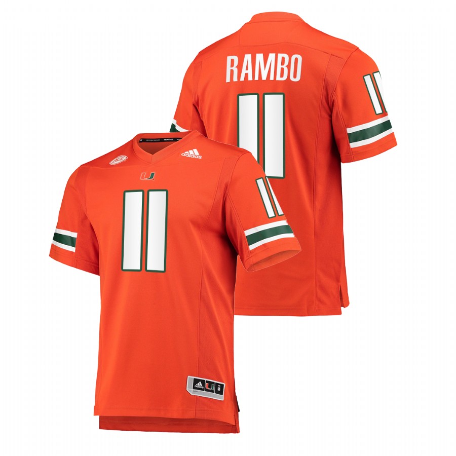 Orange Men Miami Hurricanes Charleston Rambo College Football Premier Jersey Men's Jersey Miami Hurricanes Charleston Rambo Orange College Football Premier Jersey