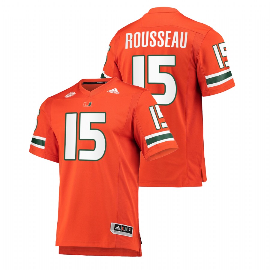 Orange Men Miami Hurricanes Gregory Rousseau College Football NFL Alumni Jersey Men's Jersey Miami Hurricanes Gregory Rousseau Orange College Football NFL Alumni Jersey