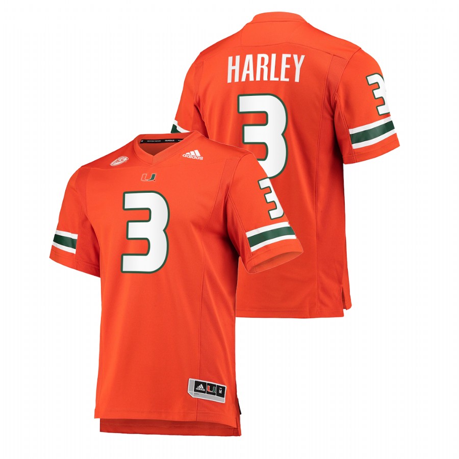 Orange Men Miami Hurricanes Mike Harley College Football Premier Jersey Men's Jersey Miami Hurricanes Mike Harley Orange College Football Premier Jersey