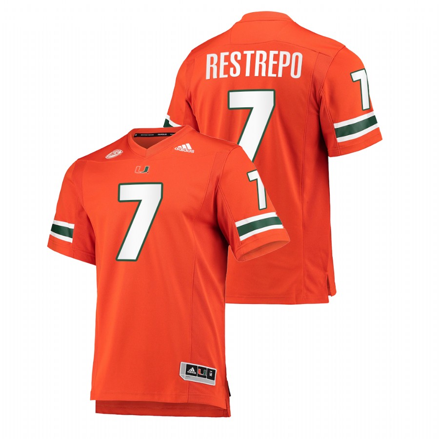 Orange Men Miami Hurricanes Xavier Restrepo College Football Premier Jersey Men's Jersey Miami Hurricanes Xavier Restrepo Orange College Football Premier Jersey